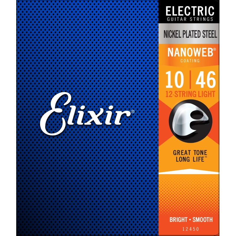 Elixir 12450 Nickel Plated Steel Nanoweb Corde Chitarra Elettrica 12 corde 10/46