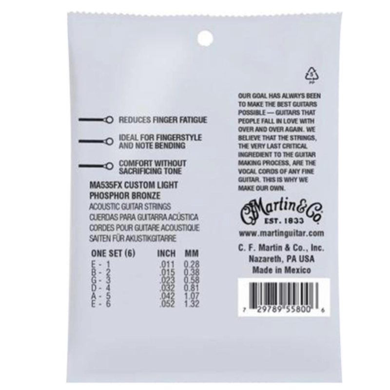 Martin & Co. MA535FX Corde Acustica Custom Light Phosphor Bronze 11-52