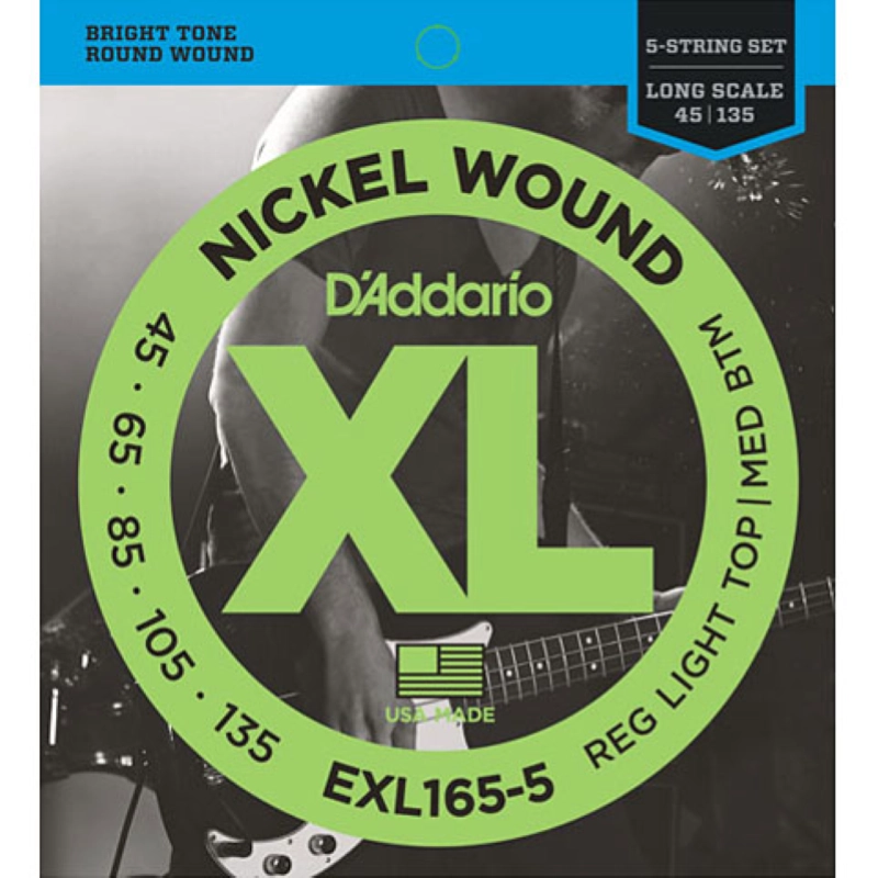 D'Addario EXL165-5 Muta Corde Basso 5 Corde 45-135 Nickel