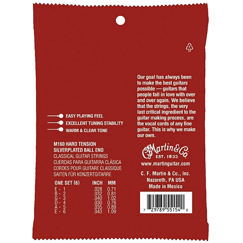 Martin & Co. M160 Chitarra Classica con Pallino Hard Tension