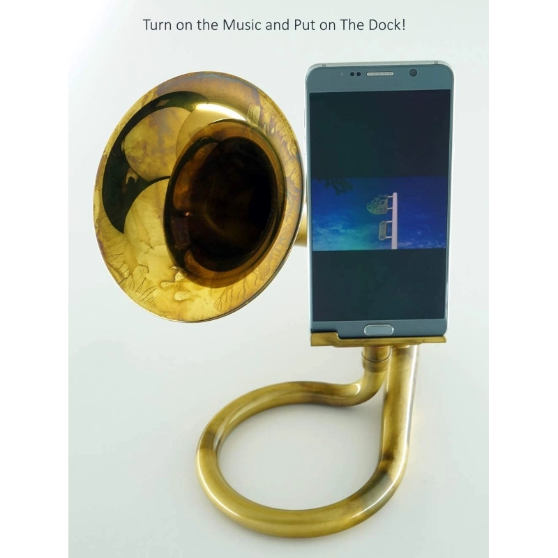 Carol Brass Trumpet Desk Amplificatore per Smartphone Finitura Ambrata