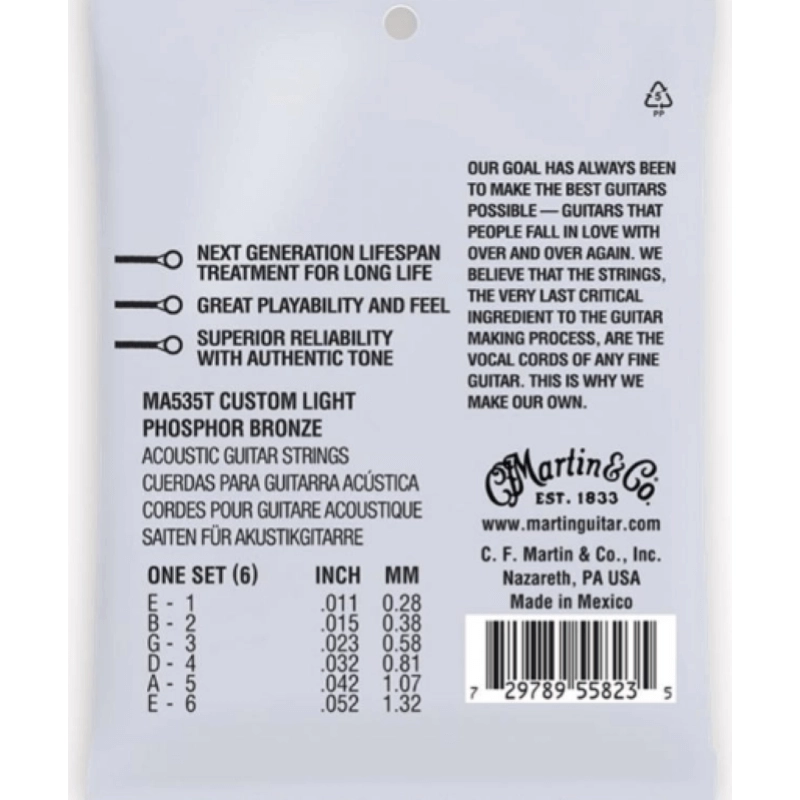 Martin & Co. MA535T Authentic Lifespan 2.0 Custom Light Phosphor Bronze 11-52