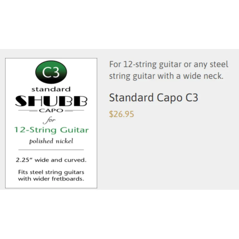 SHUBB C3n CAPOTASTO 12 CORDE NICKEL SATINATO