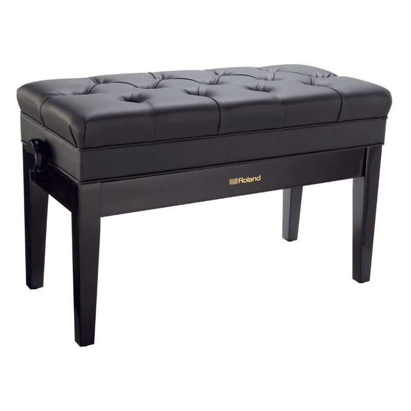 Roland RPB-D500PE Panca Regolabile a Doppia Seduta Imbottita con Cassetto per Pianoforte Nero Lucido
