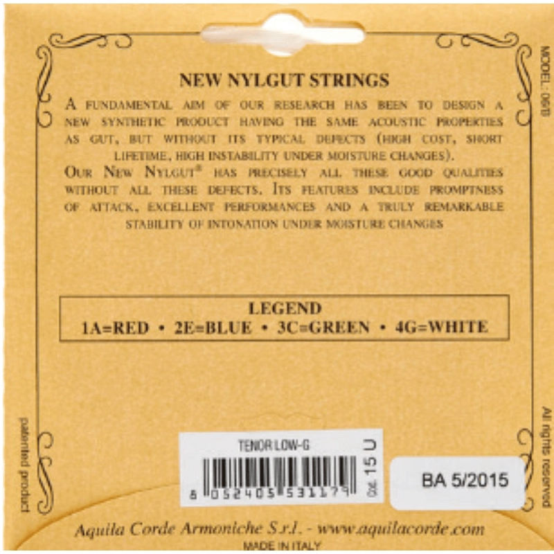 Aquila 15U Set CORDE UKULELE TENORE LOW G NYLGUT