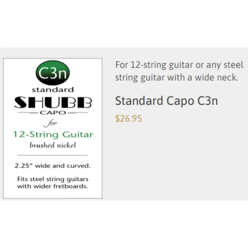Shubb CN3 Capo 12 corde acustica Nickel satino