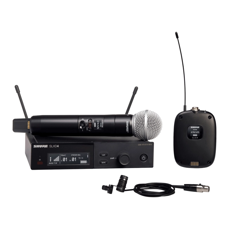 SHURE SLXD124E/85-J53 Radiomicrofono digitale Doppio Lavalier e Palmare Banda J53 (562 - 606 Mhz)