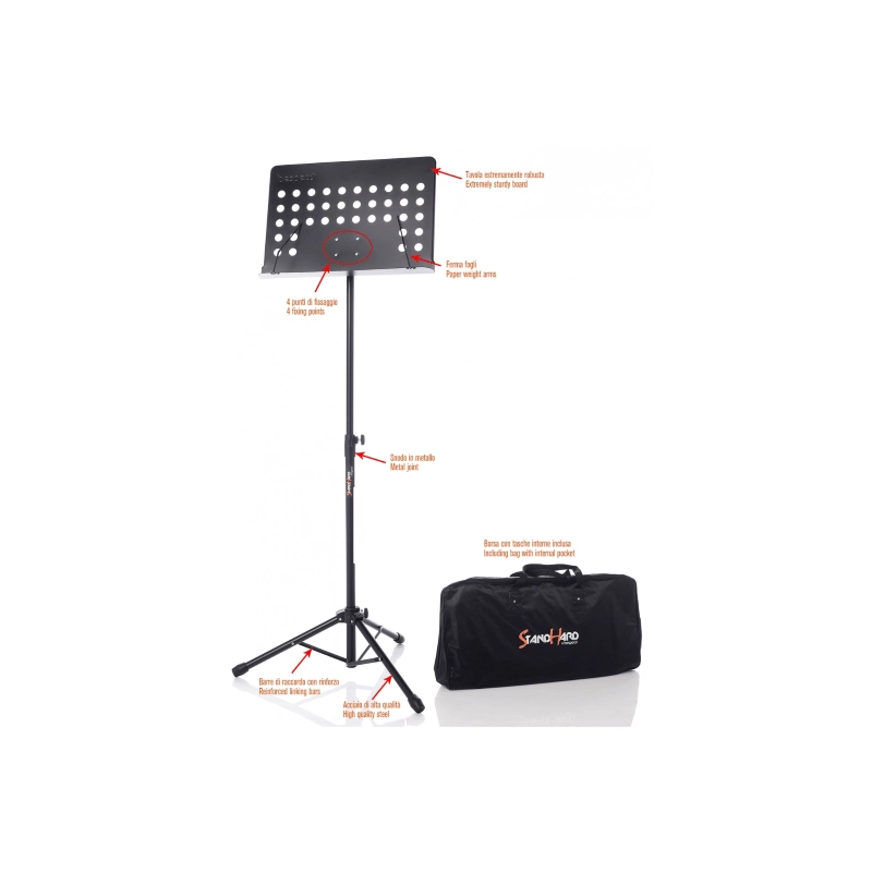 Bespeco SH200U Leggio con tavola metallo forata+borsa imb unico