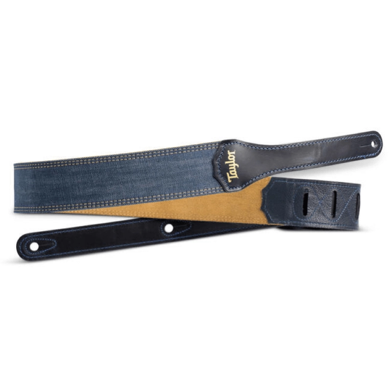 Taylor Blue Denim Strap,Gold Logo,2"