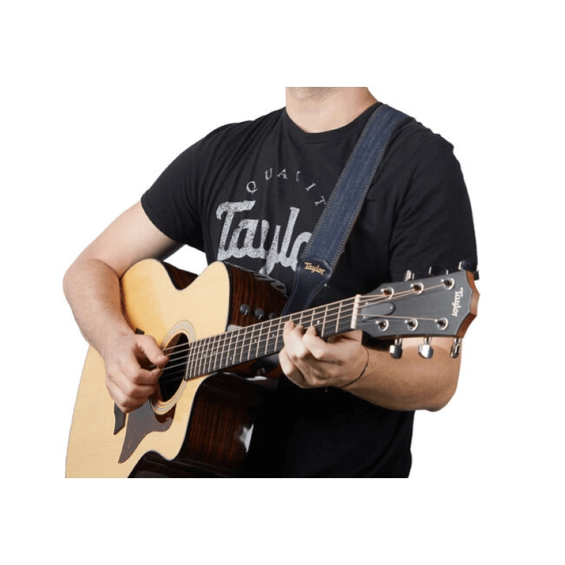 Taylor Blue Denim Strap,Gold Logo,2"