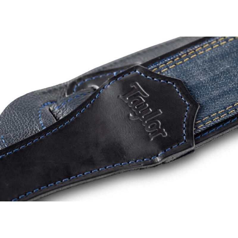 Taylor Blue Denim Strap,Navy Leather Edges,2.5" Embossed Logo