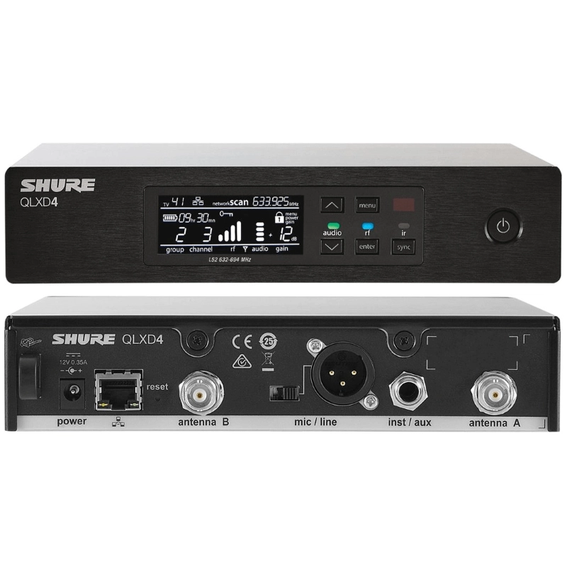 Shure QLXD14E V51 radiomicrofono digitale per microfoni Levalier Headset e strumenti banda 174 – 216 MHz