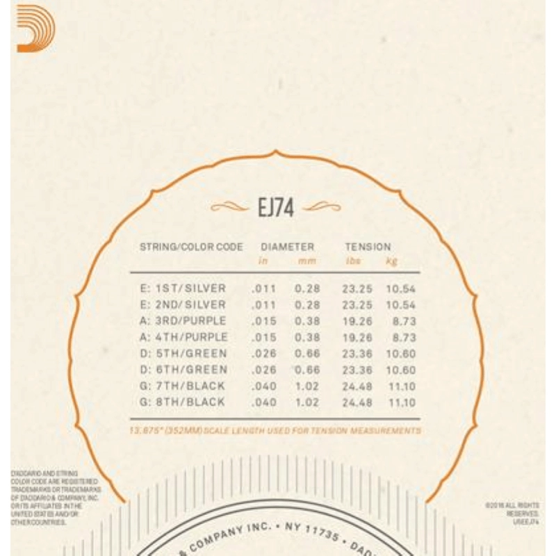 D'addario EJ74 Corde per Mandolino 11-40 Phosphor Bronze