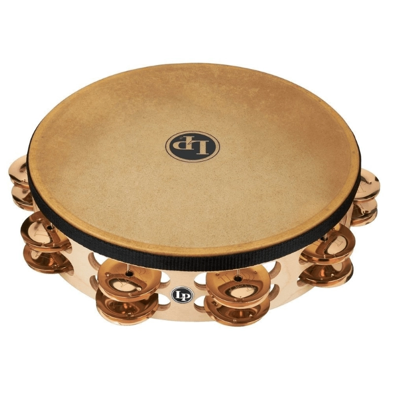 Latin Percussion LP384-BZ Tamburelli Fila doppia con pelle, Pro 10