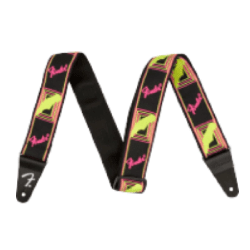 Fender Neon Monogrammed Strap, Yellow/Pink 0990681304