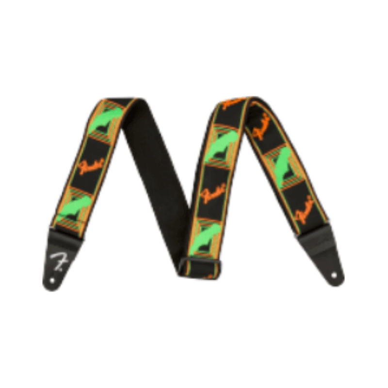 Fender Neon Monogrammed Strap, Green/Orange 0990681301